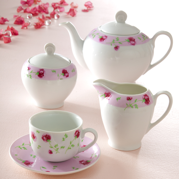 سرویس چینی 102 پارچه غذاخوری چینی زرین ایران سری ایتالیا اف مدل پینک رز - Image 4
